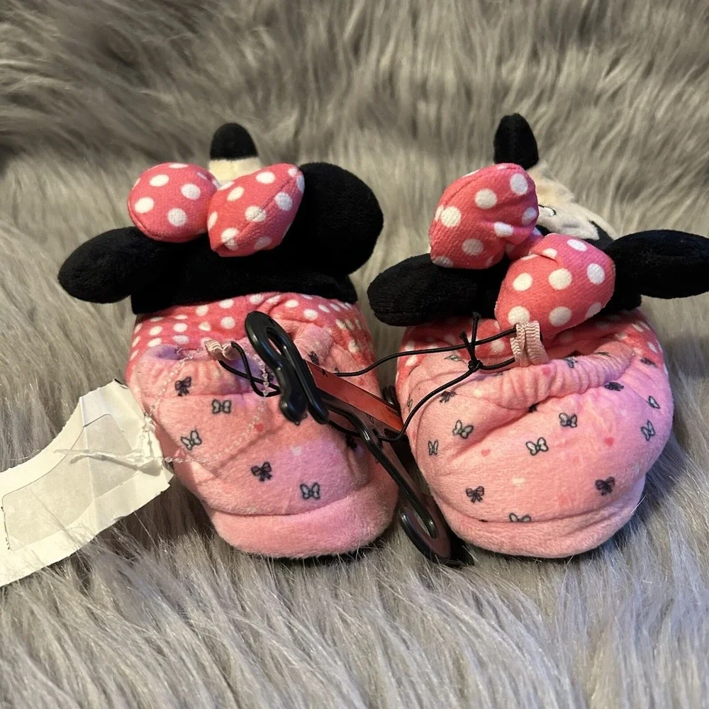 Ground Up Disney Minnie Mouse Plush Slippers Toddler Girls‎ Size 7-8 Pink Shoes